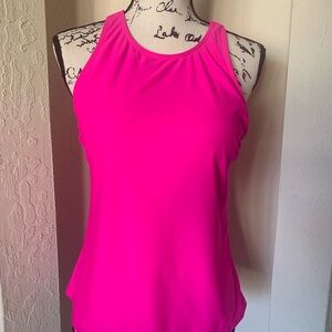 Vibrant Hot Pink Tankini with Scoop Back